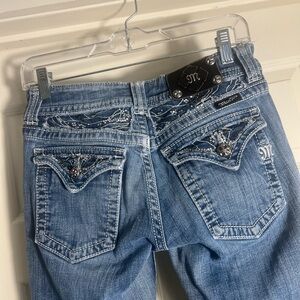Miss Me Boot Cut Jeans Womens Size 28/29 Bootcut Blue. Thick Stitching - Bling